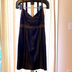 Alberto Makali, stretch denim dress w/full back 2-way zip & topstitching, size 8
